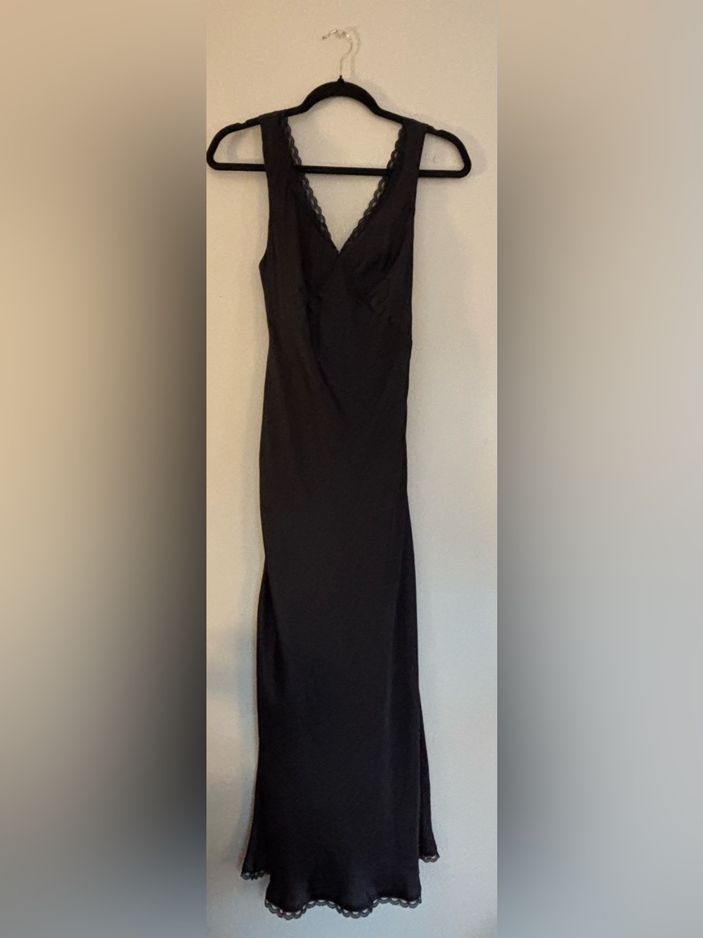 NWT American Eagle Outfitters Black Lace-Trim Maxi Slip Dress